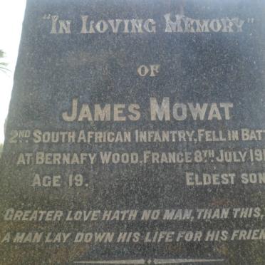 MOWAT Eric Sinclair -1952 &amp; Jessie Ann -1948 :: MOWAT James -1916 :: MOWAT John George -1923