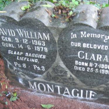 MONTAGUE Clara 1908-1990 :: MONTAGUE David William 1963-1979