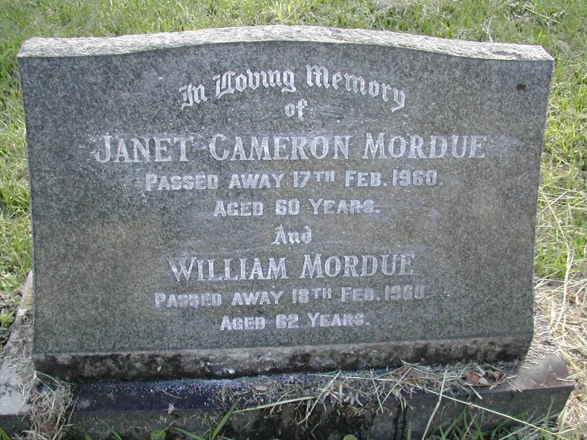 MORDUE William -1960 &amp; Janet Cameron -1960