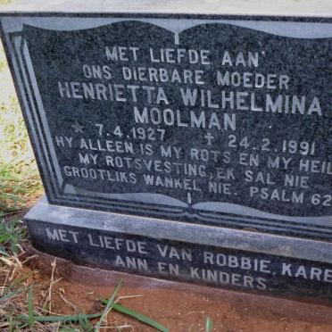MOOLMAN Henrietta Wilhelmina 1927-1991