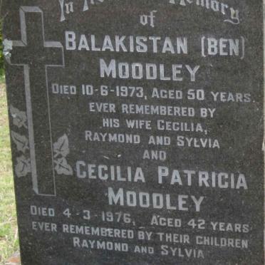MOODLEY Balakistan -1973 &amp; Cecilia Patricia -1976 