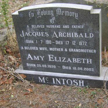 McINTOSH Jacques Archibald 1910-1972 &amp; Amy Elizabeth 1920-2003