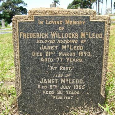 McLEOD Frederick Willocks-1943 &amp; Janet -1955