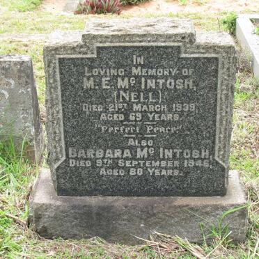 McINTOSH M.E. -1939 &amp; Barbara -1946