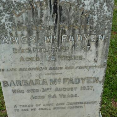 Mc FADYEN James -1927 :: Mc FADYEN Barbara -1937 :: Mc FADYEN Alexander -1946