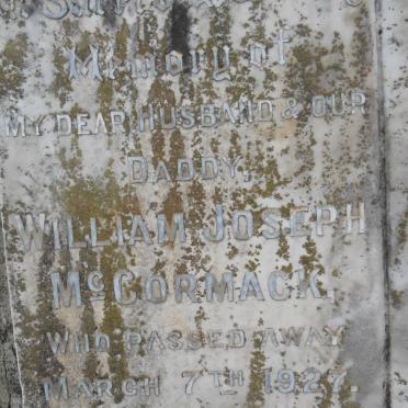 Mc CORMACK William Joseph -1927 &amp; Lily Elizabeth -1939