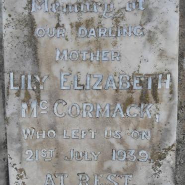 Mc CORMACK William Joseph -1927 &amp; Lily Elizabeth -1939