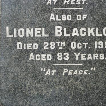 McBRIDE Mae 1908-2000 :: BLACKLOCK May -1961 :: FREEK Mary E. -1934 :: BLACKLOCK Lionel -1959