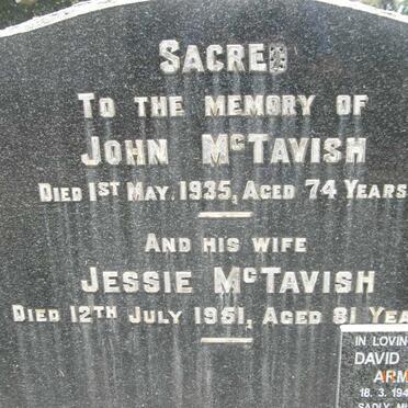McTAVISH John -1935 &amp; Jessie -1961