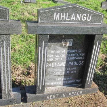 MHLANGU Paulane Paulos 1918-2001 &amp; Magdalena Gerlie 1924-2001