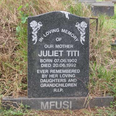 MFUSI Juliet Titi 1902-1992