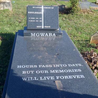 MGWABA Khulekani 1928-2016