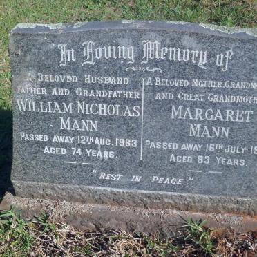 MANN William Nicholas -1963 &amp; Margaret -1973