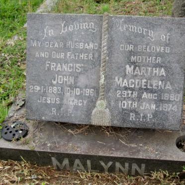 MALYNN Francis John 1883-1961 &amp; Martha Magdelena 1890-1974