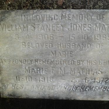 MATHIAS William Stanley Jones -1969 &amp; Marie Elizabeth Magdalena  1918-1972