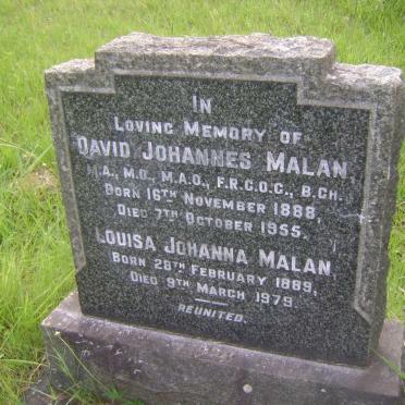 MALAN David Johannes 1888-1955 &amp; Louisa Johanna 1889-1979