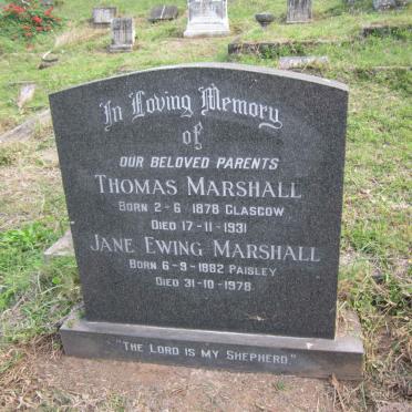 MARSHALL Thomas 1878-1931 &amp; Jane Ewing 1882-1978