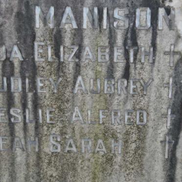 MANISON Ada Elizabeth -1962 :: MANISON Dudley Aubrey -1966 :: MANISON Leslie Alfred -1969 :: MANISON Leah Sarah -1979