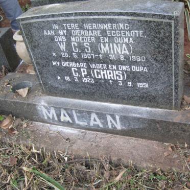 MALAN C.P. 1923-1991 &amp; W.C.S. 1907-1980