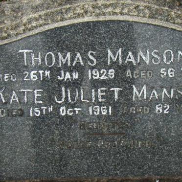MANSON Thomas -1928 &amp; Kate Juliet -1961