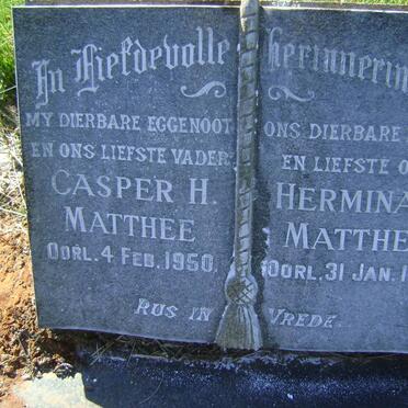 MATTHEE Casper H. -1950 &amp; Hermina S. -1970
