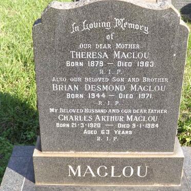 MAGLOU Theresa 1879-1963 ::  MAGLOU Brian Desmond 1944-1971 :: MAGLOU Charles Arthur 1920-1984