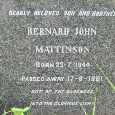 MATTINSON Bernard John 1944-1961 