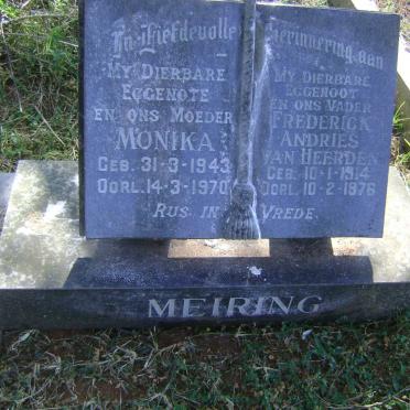 MEIRING Frederick Andries van Heerden 1914-1976 &amp; Monika 1943-1970