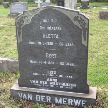 MERWE, van der :: VAN DER WESTHUIZEN