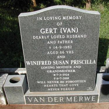 MERWE Gert -1982, van der &amp; Winifred Susan Priscilla 1924-2010