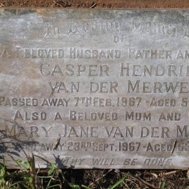 MERWE Casper Hendrik, van der -1967 &amp; Mary Jane -1967 :: van der MERWE Casper Hendrik 1947-1964 