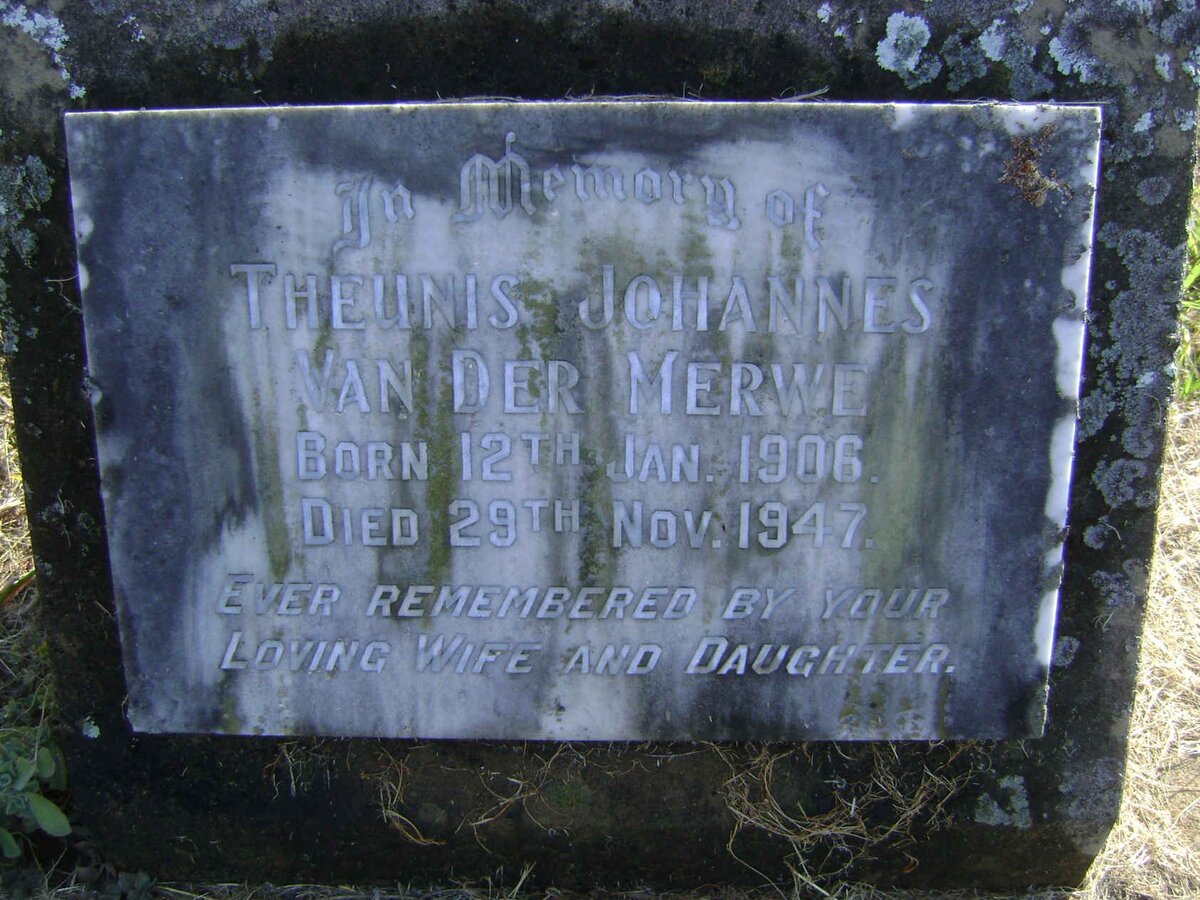 MERWE Theunis Johannes, van der 1906-1947
