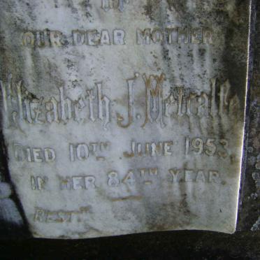 METCALFE Elizabeth J. -1953