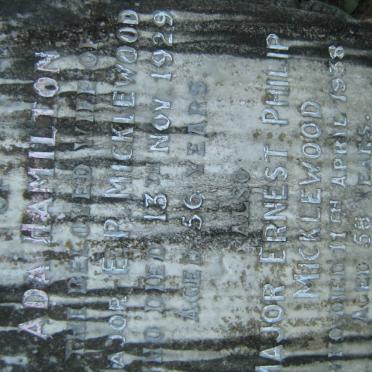 MICKLEWOOD Ernest Philip -1938 &amp; Ada Hamilton -1929 