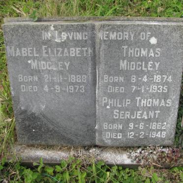 MIDGLEY Thomas 1874-1935 &amp; Mabel Elizabeth 1888-1973 :: SERJEANT Philip Thomas 1862-1948