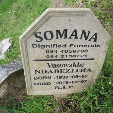 NDABENZITHA Vusowakhe 1930-2016