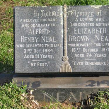 NEAL Alfred Henry -1964 &amp; Elizabeth Brown -1971