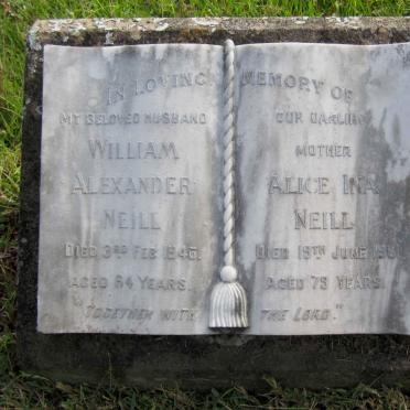 NEILL William Alexander -1946 &amp; Alice Ina -1961