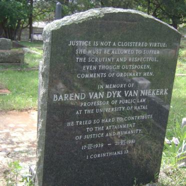 NIEKERK Barend Van Dyk, van 1939-1981