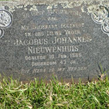 NIEUWENHUIS Jacobus Johannes -1965