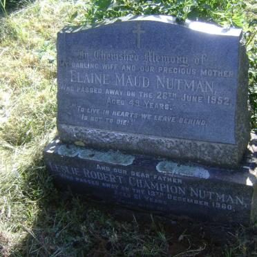 NUTMAN Leslie Robert Champion -1960 &amp; Elaine Maud -1952