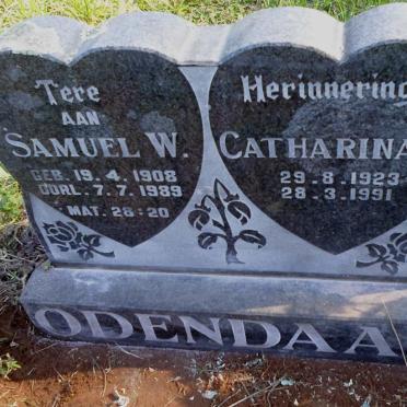 ODENDAAL Samuel W. 1908-1989 &amp; Catharina C. 1923-1991