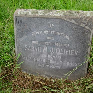 OLIVIER Sarah M.J. nee HUMAN 1874-1957