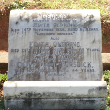 OLDRING George -1924 &amp; Edith -1957 :: FORSDICK Olive Mary -1939