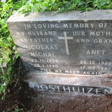 OOSTHUIZEN Nicolaas Michal 1936-1980 &amp; Anet 1935-1997