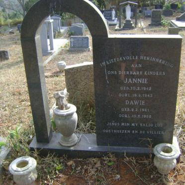 OOSTHUIZEN Johannes Jacob 1942-1943 :: de VILLIERS David Jacobus 1961-1966