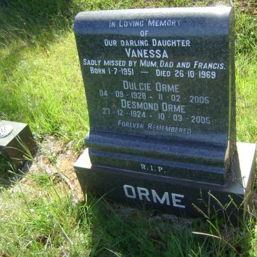 ORME Desmond 1924-2005 &amp; Dulcie 1928-2005 :: ORME Vanessa 1951-1969