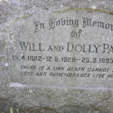 PAVEY William Ernest 1882-1928 &amp; Dorothy 1893-1966