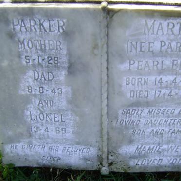 PARKER -1943 &amp; -1929 :: PARKER Lionel -1969 :: MARTIN Pearl Ellen nee PARKER 1904-1990