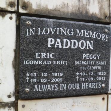 PADDON Conrad Eric 1919-2005 &amp; Margaret Isabel GLOVER 1920-2013